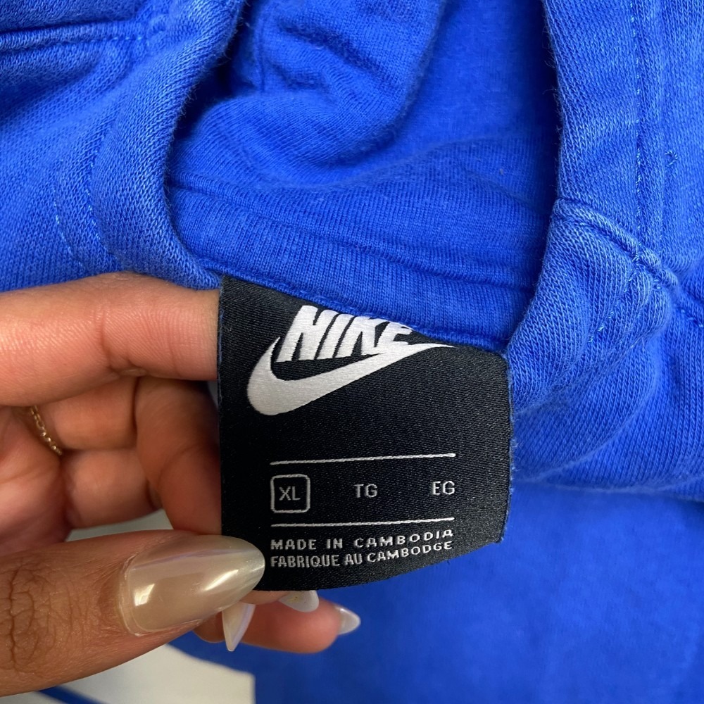 Nike Hoodie Boys XL Blue Black Spellout Logo Pullover Long Sleeve Sportswear - Picture 5 of 8